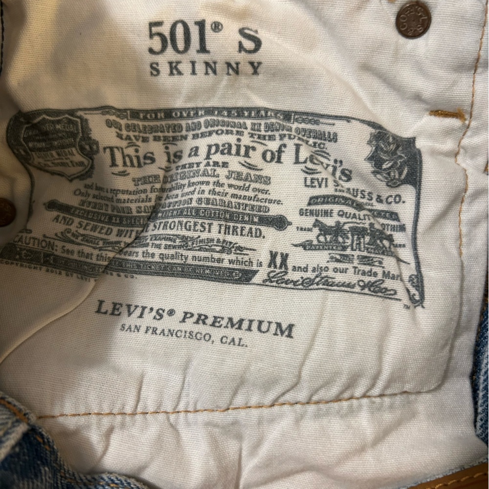 Levi’s Premium 501 S Skinny Jeans 26x28 “Can’t Touch This” color - Picture 7 of 8